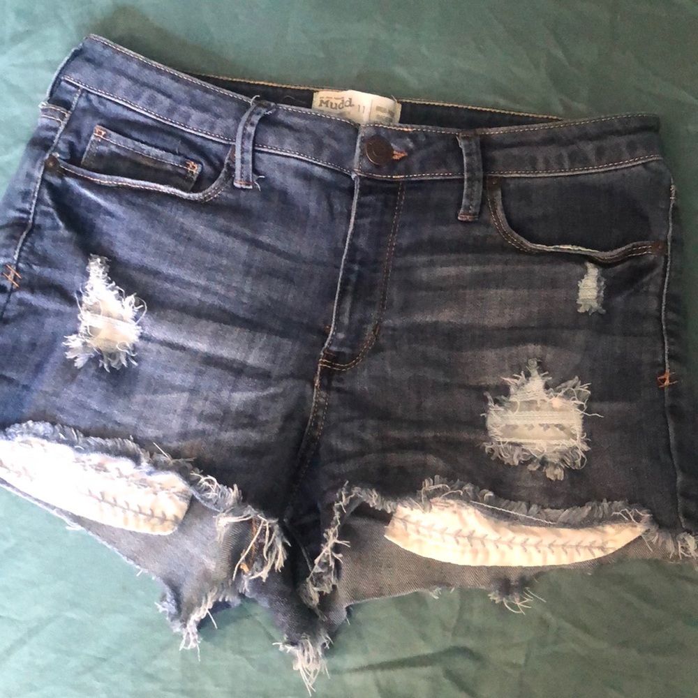 High rise distressed shorts
